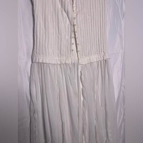 Free People Twice As Nice Maxi Tunic Top White Buttondown Sleeveless (XS)  NWOT - Picture 3 of 9